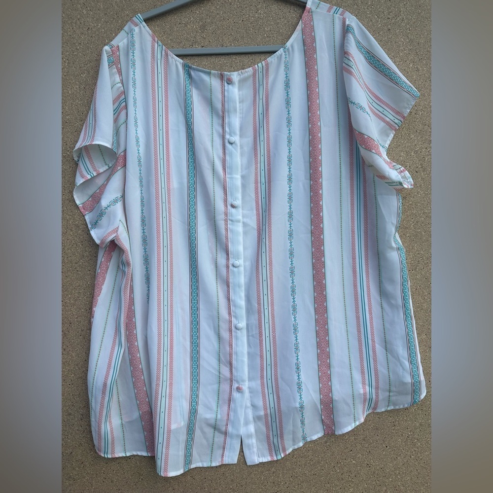 Torrid Short Sleeve Boxy Striped Shirt Size 4